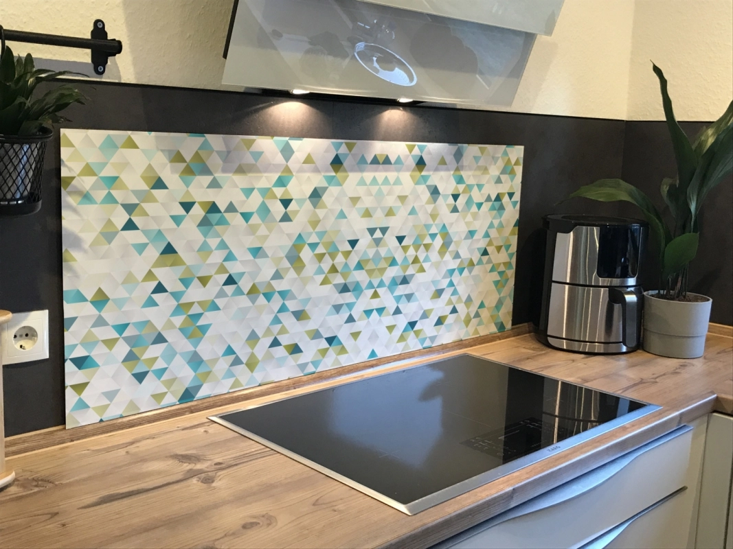 Spritzschutz Küche Hartschaumplatte Dreieck Mosaik Mint Blau