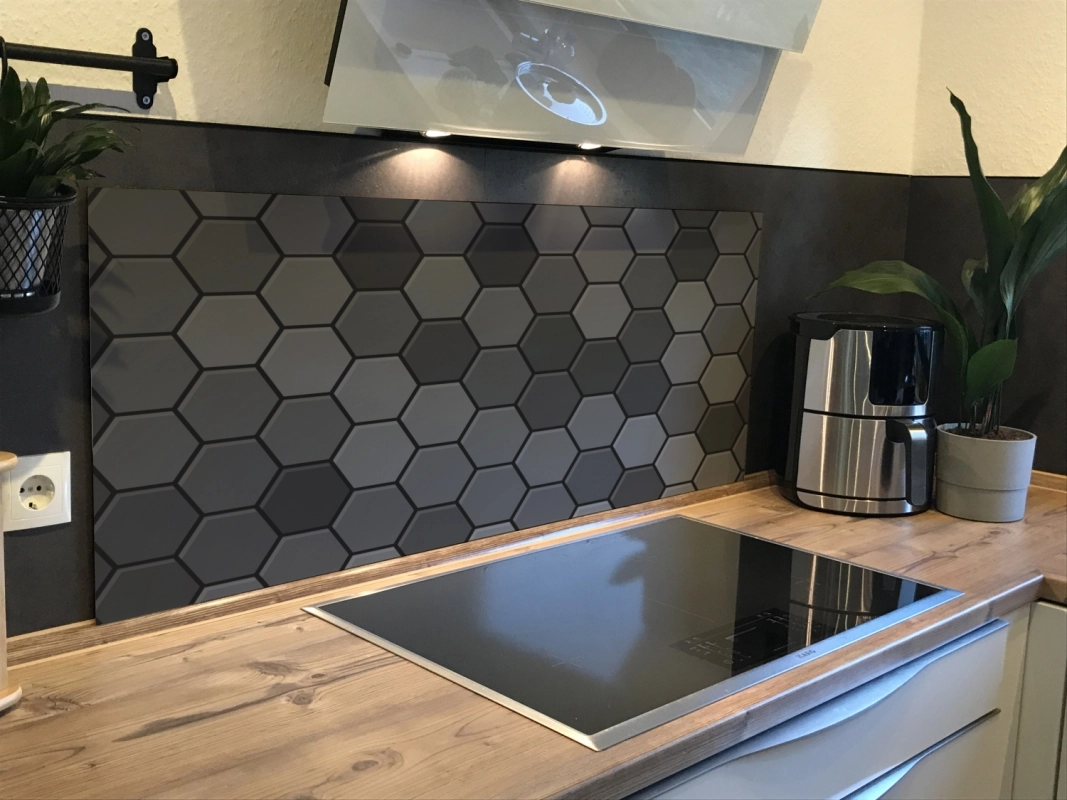 Spritzschutz Küche Hartschaumplatte Mosaik Marmor Schwarz