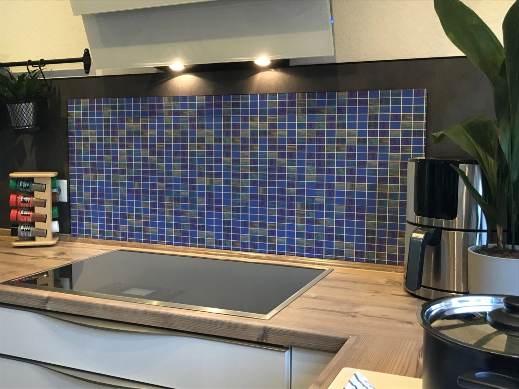 Spritzschutz Küche Hartschaumplatte Mosaik Dunkelblau