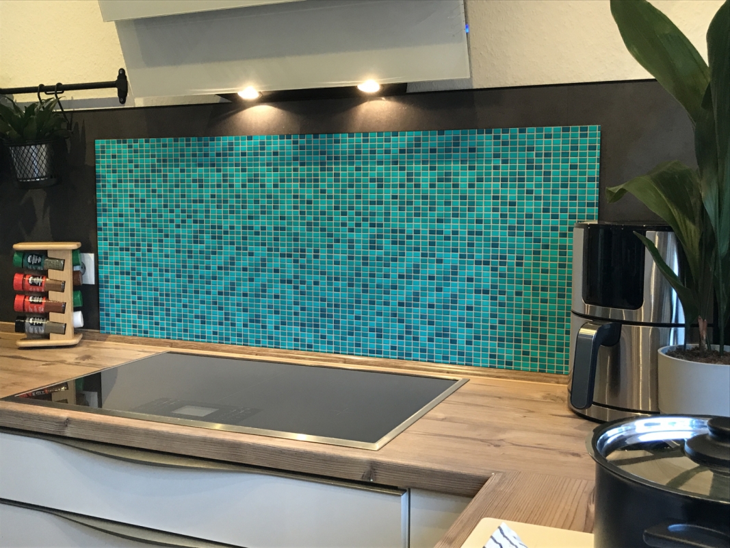 Spritzschutz Küche Keramik Mosaik Blau