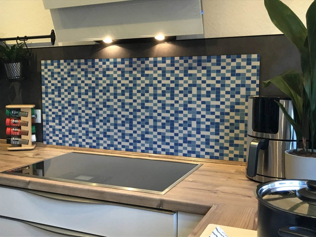 Spritzschutz Küche Acrylglas Blaue Mosaiksteine