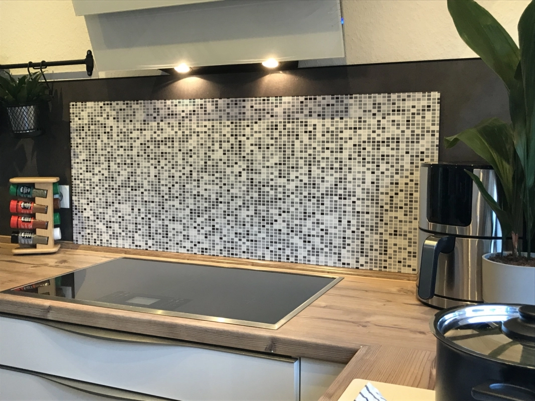 Spritzschutz Küche Hartschaumplatte Hexagon Anthrazit Mosaik