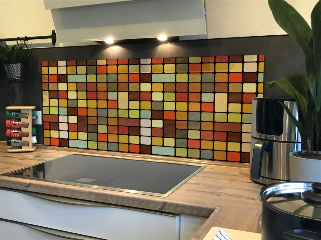 Spritzschutz Küche Hartschaumplatte Mosaik Fliesen Braun