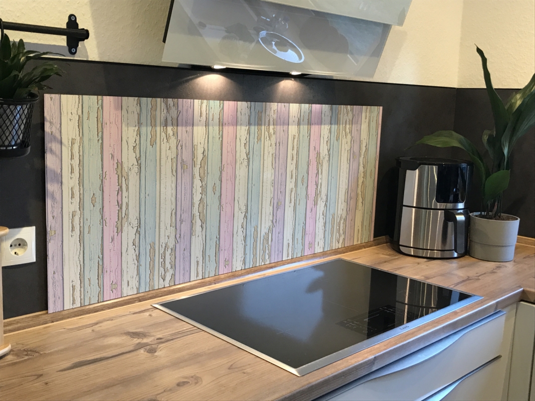 Spritzschutz Küche Acrylglas Vintage Pastell Holzbalken