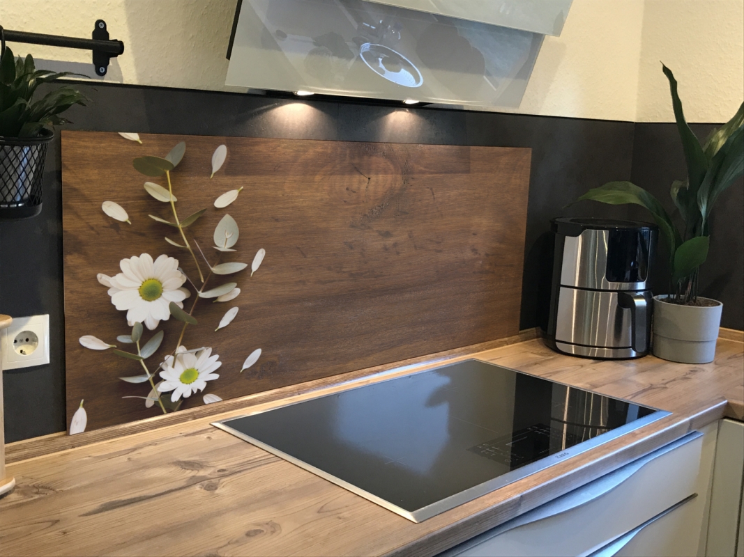 Spritzschutz Küche Aluverbund Holzoptik