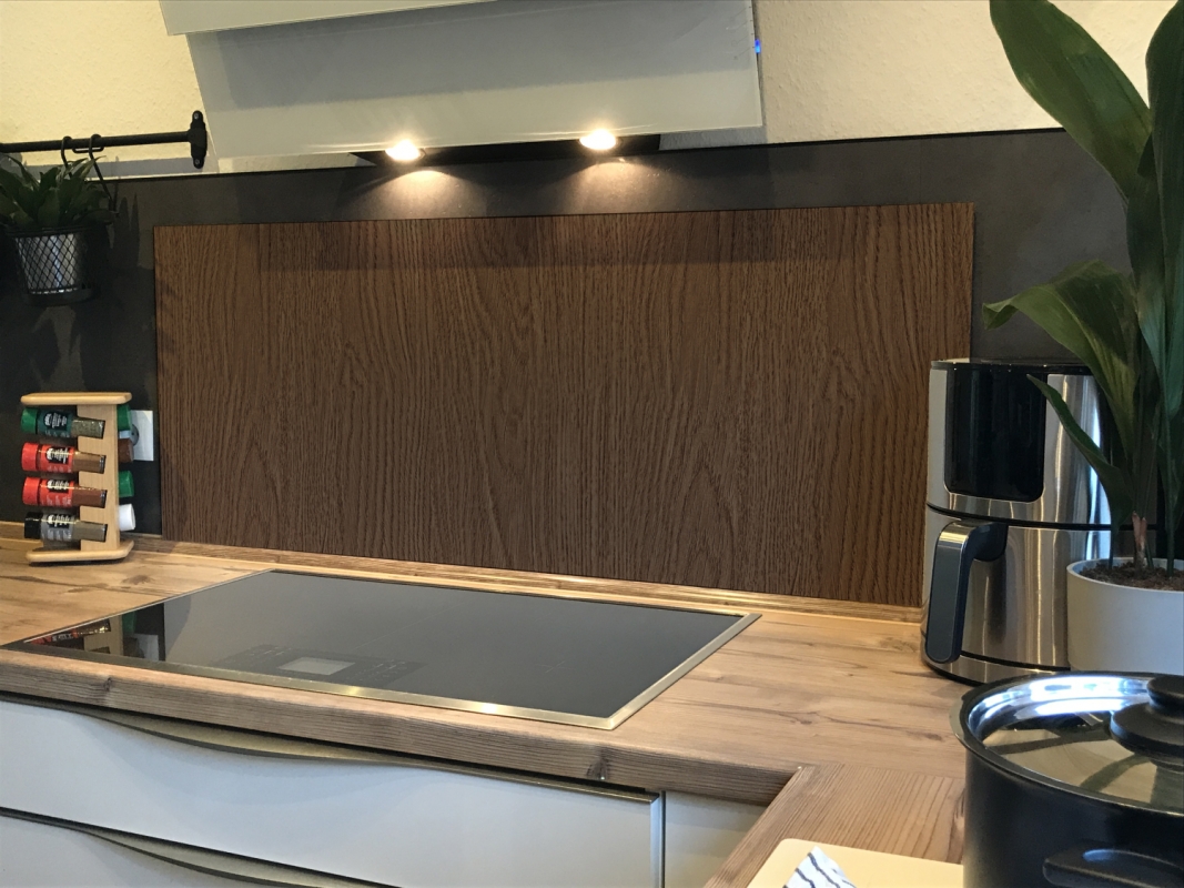 Spritzschutz Küche Aluverbund Edelholz