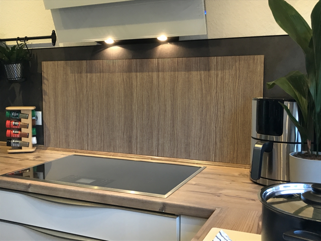Spritzschutz Küche Acrylglas Massivholz Braun