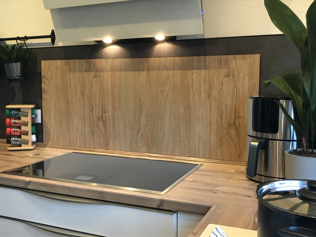 Spritzschutz Küche Acrylglas Echtholz Hellbraun