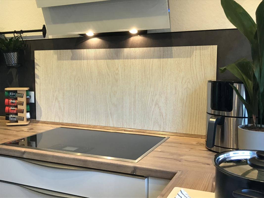 Spritzschutz Küche Aluverbund Weißholz