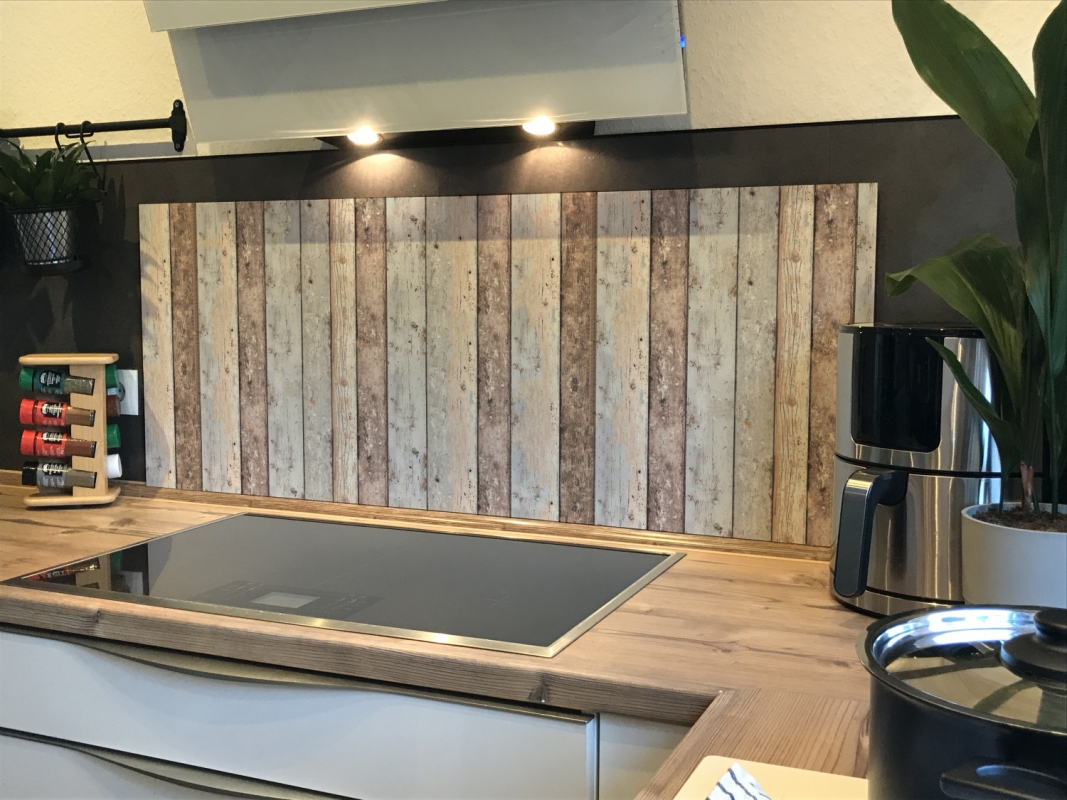 Spritzschutz Küche Acrylglas Rustikal Holzbalken