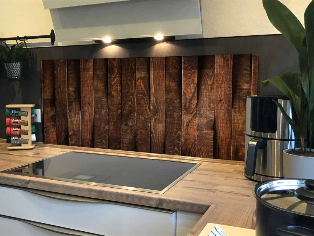 Spritzschutz Küche Acrylglas Tropenholz Balken