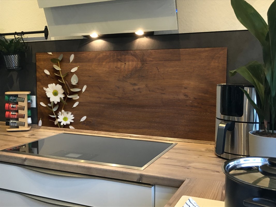Spritzschutz Küche Aluverbund Holzoptik
