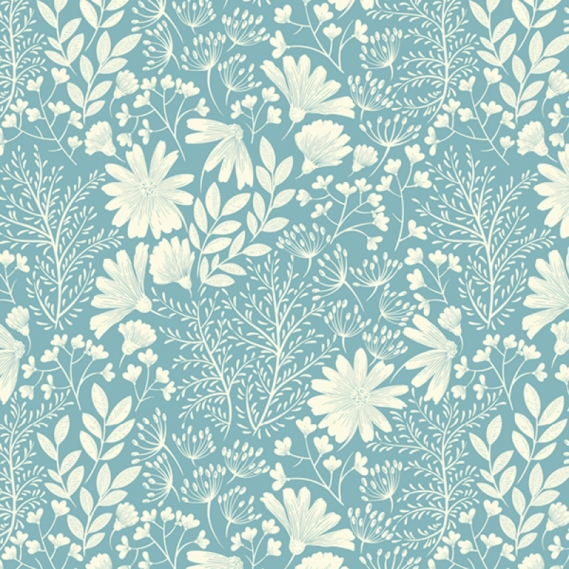 Spritzschutz Küche Hartschaumplatte Victorian Blumen Blau Creme