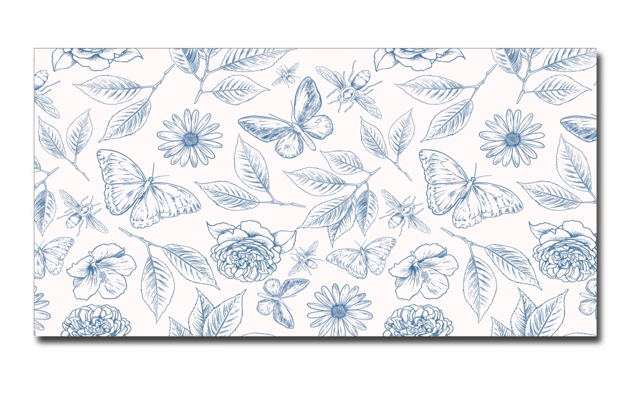 Spritzschutz Küche Hartschaumplatte Schmetterling Blumen Zeichnung