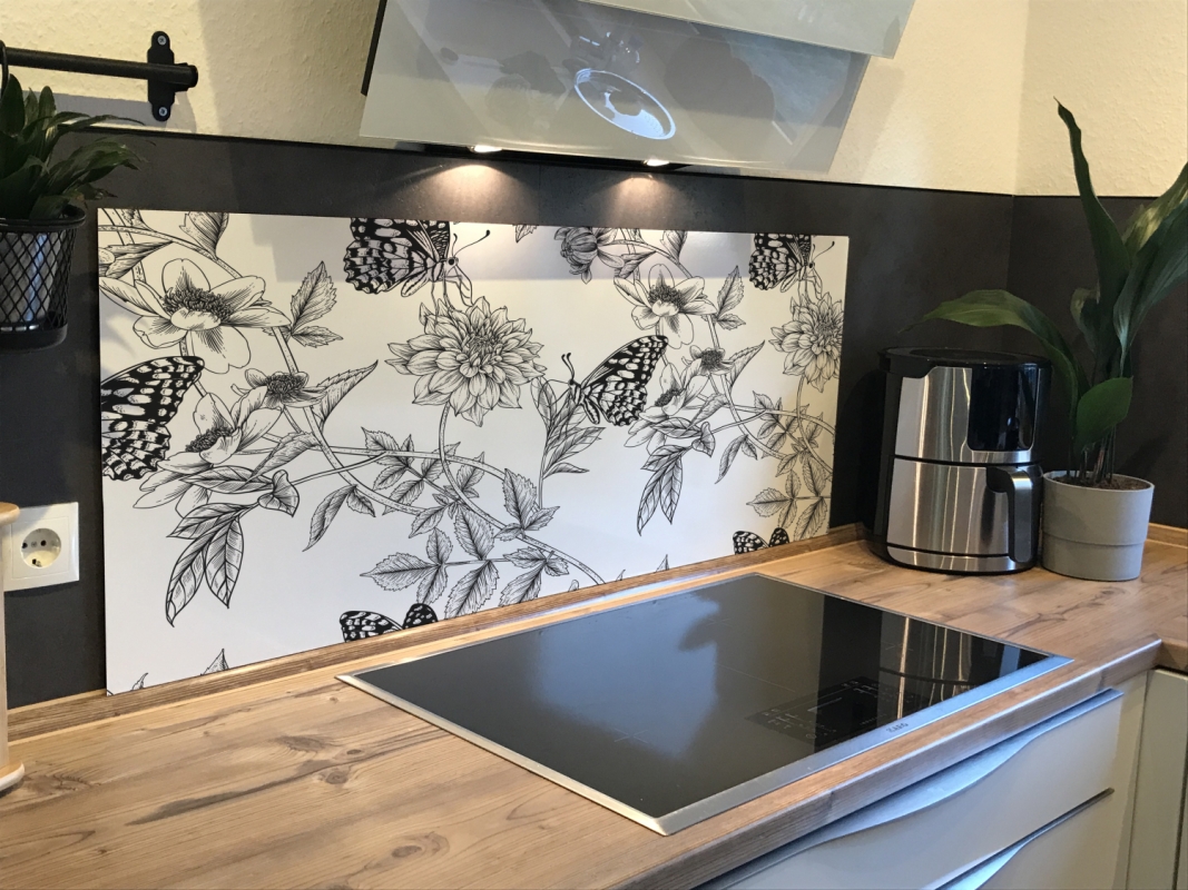 Spritzschutz Küche Acrylglas Blumen Schmetterling
