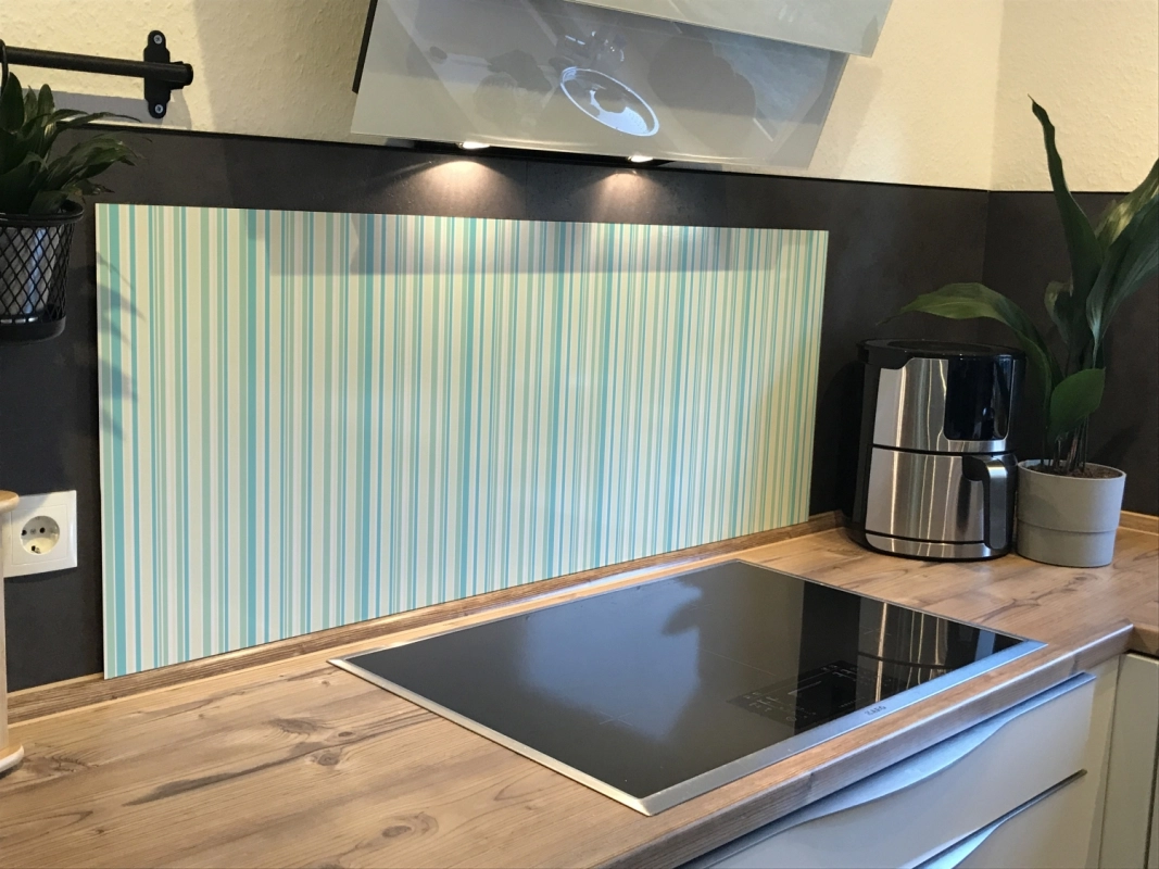 Spritzschutz Küche Acrylglas Linien Blaumint
