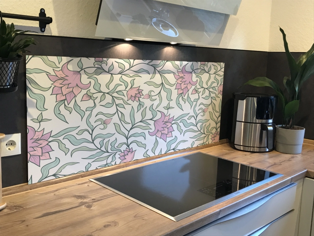 Spritzschutz Küche Hartschaumplatte Skandinavien Blumen