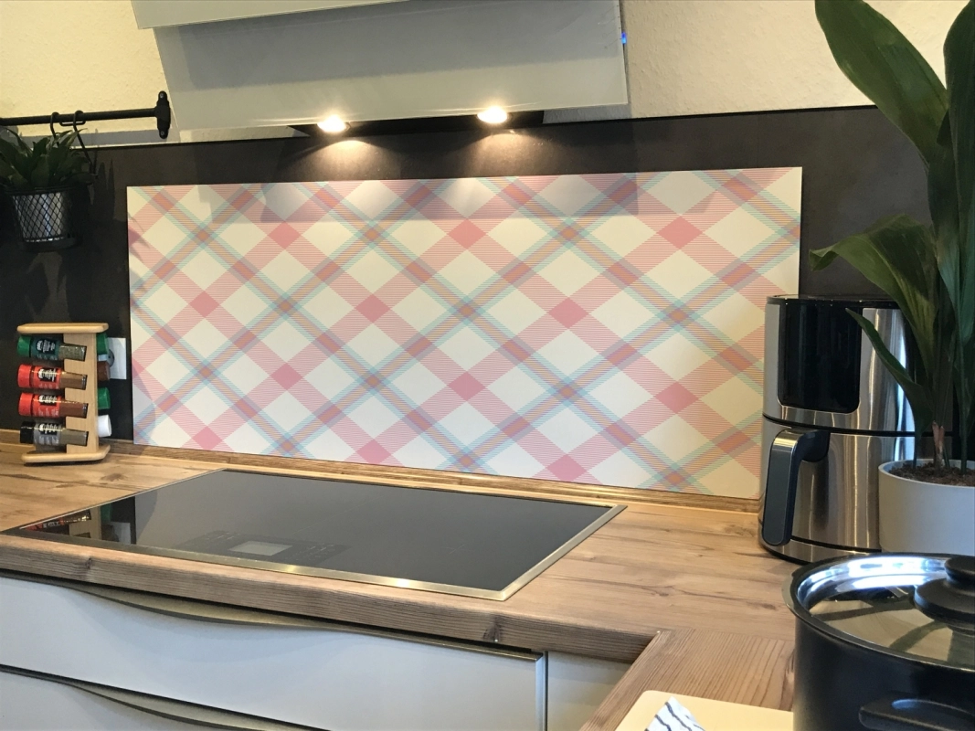 Spritzschutz Küche Hartschaumplatte Tartan Pink
