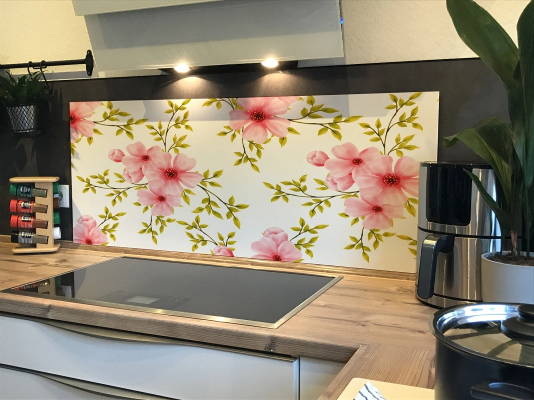 Spritzschutz Küche Hartschaumplatte Blümchen