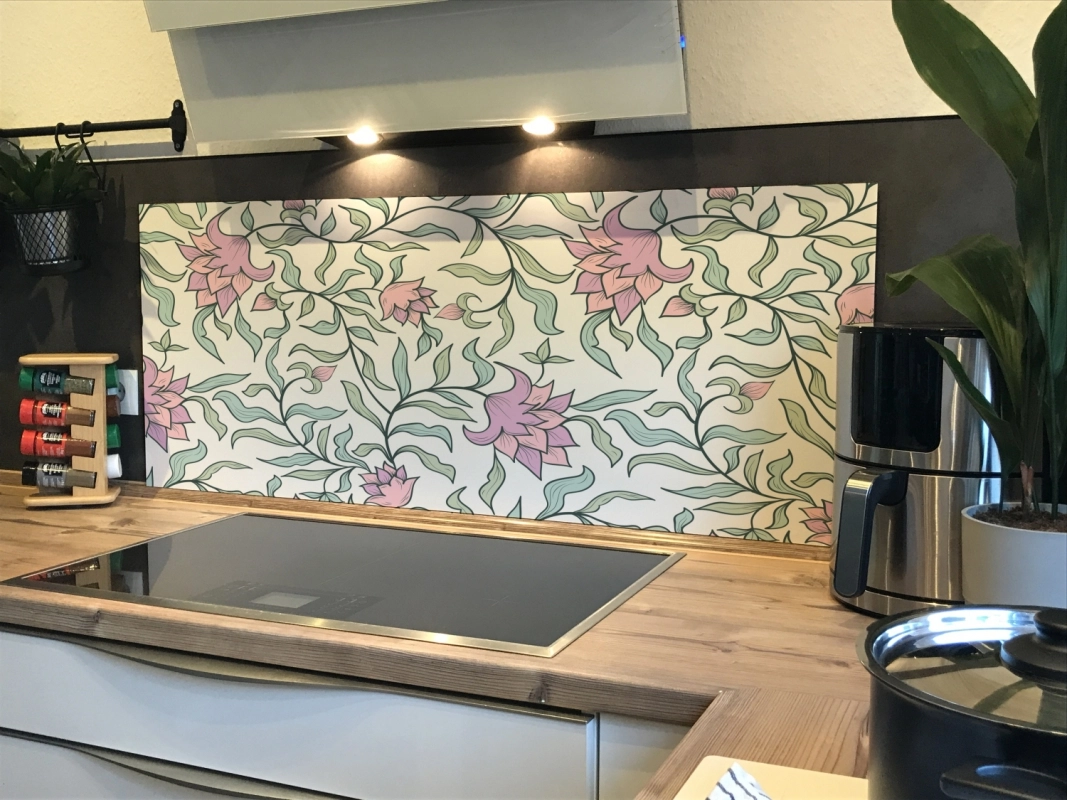 Spritzschutz Küche Hartschaumplatte Skandinavien Blumen