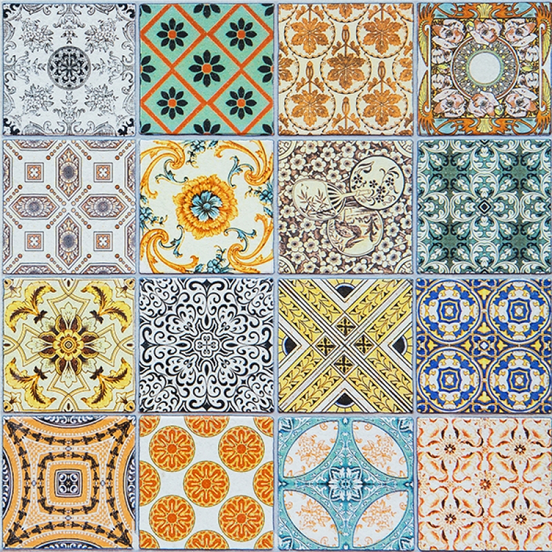 Spritzschutz Küche Hartschaumplatte Retro Fliesen