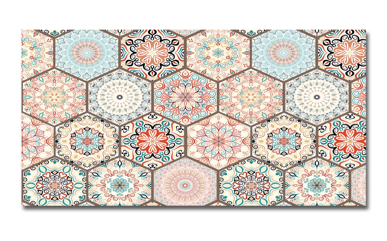 Spritzschutz Küche Hartschaumplatte Boho Patchwork Fliesen