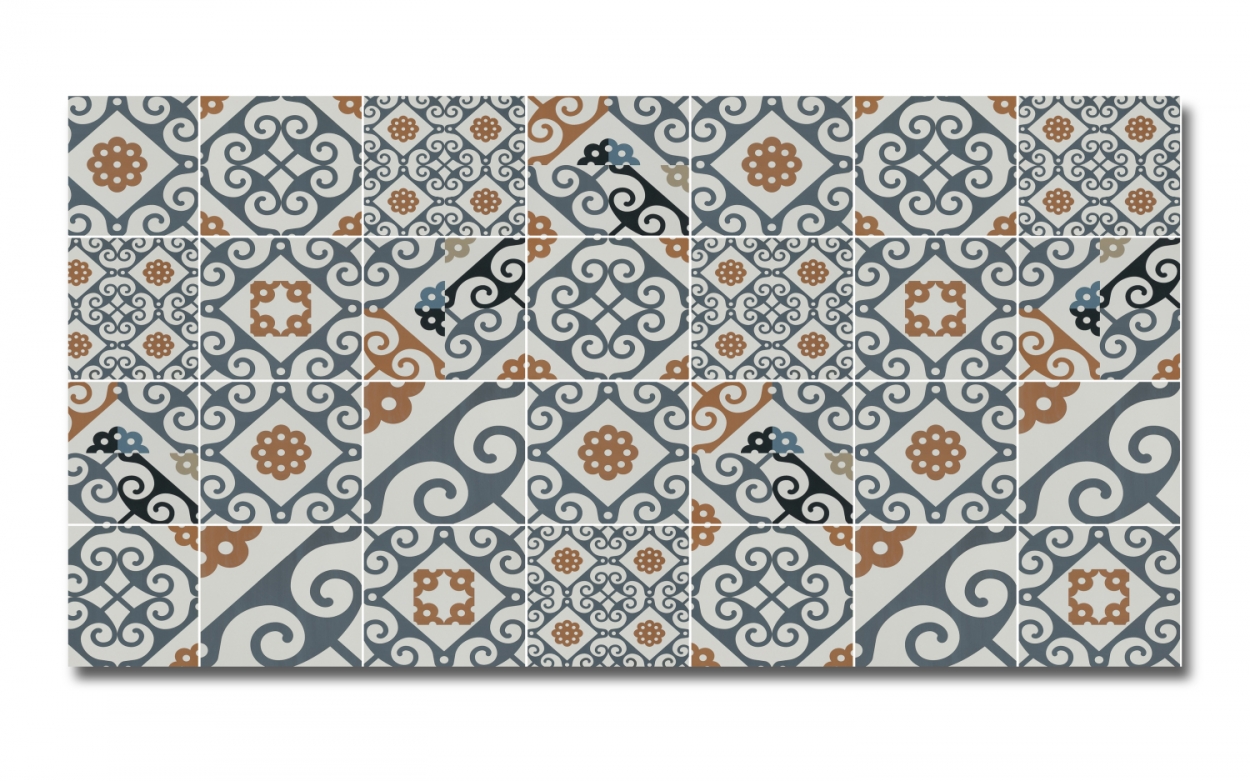 Spritzschutz Küche Hartschaumplatte Damaskus Fliesen Patchwork