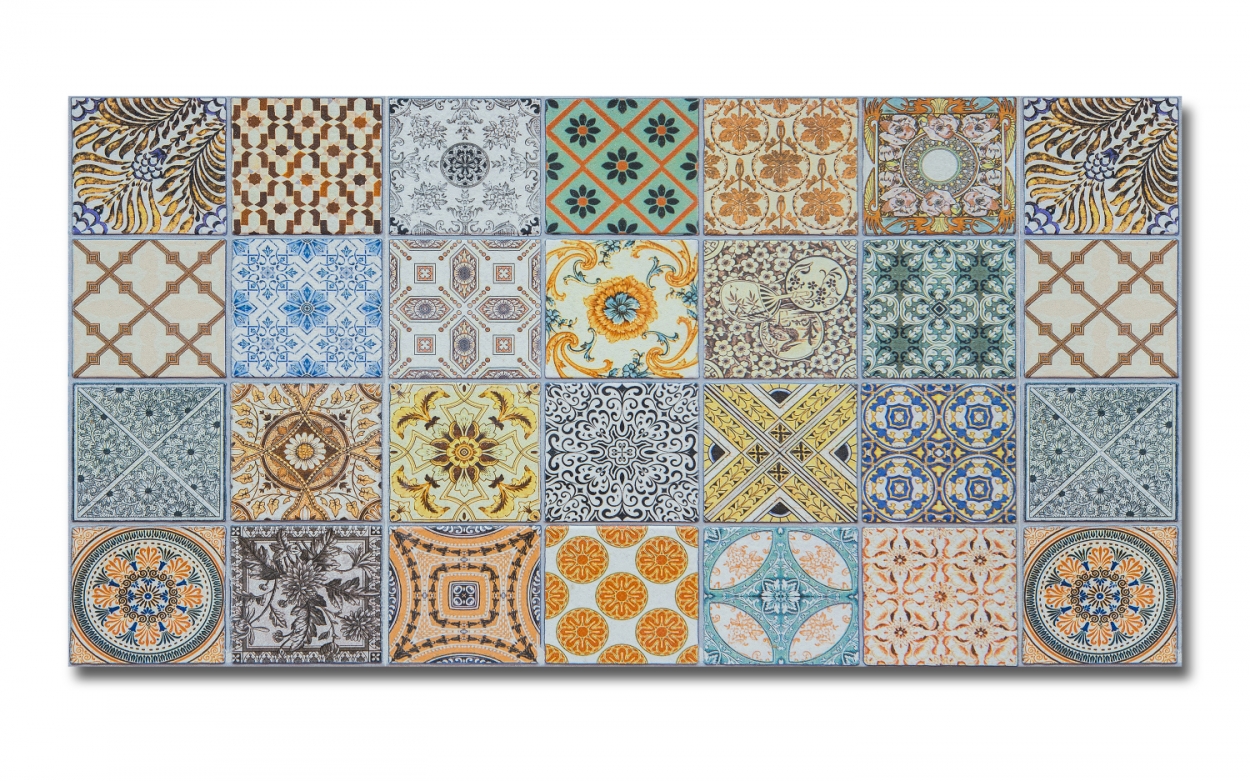 Spritzschutz Küche Hartschaumplatte Zementfliesen Patchwork