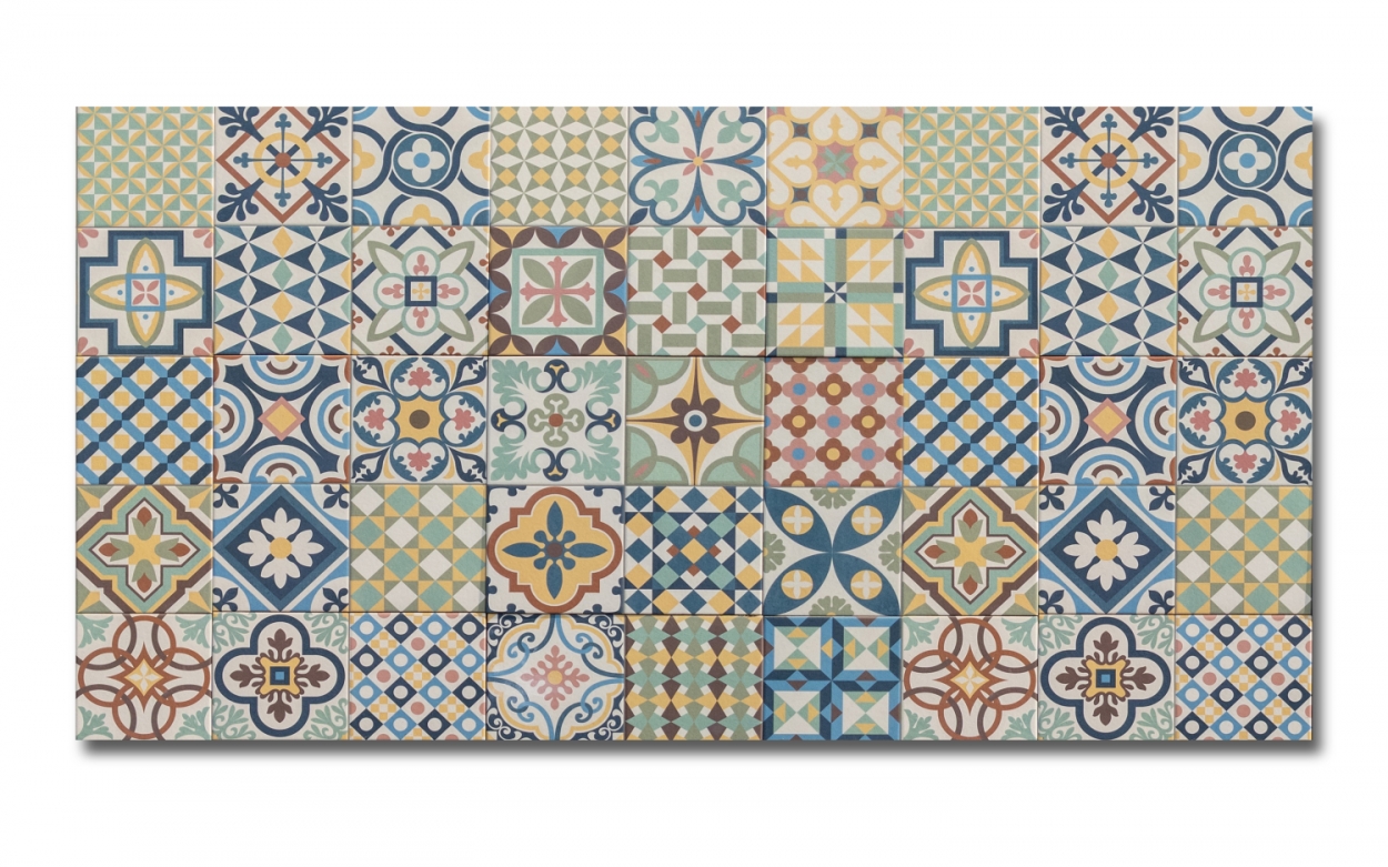 Spritzschutz Küche Hartschaumplatte Retro Fliesen