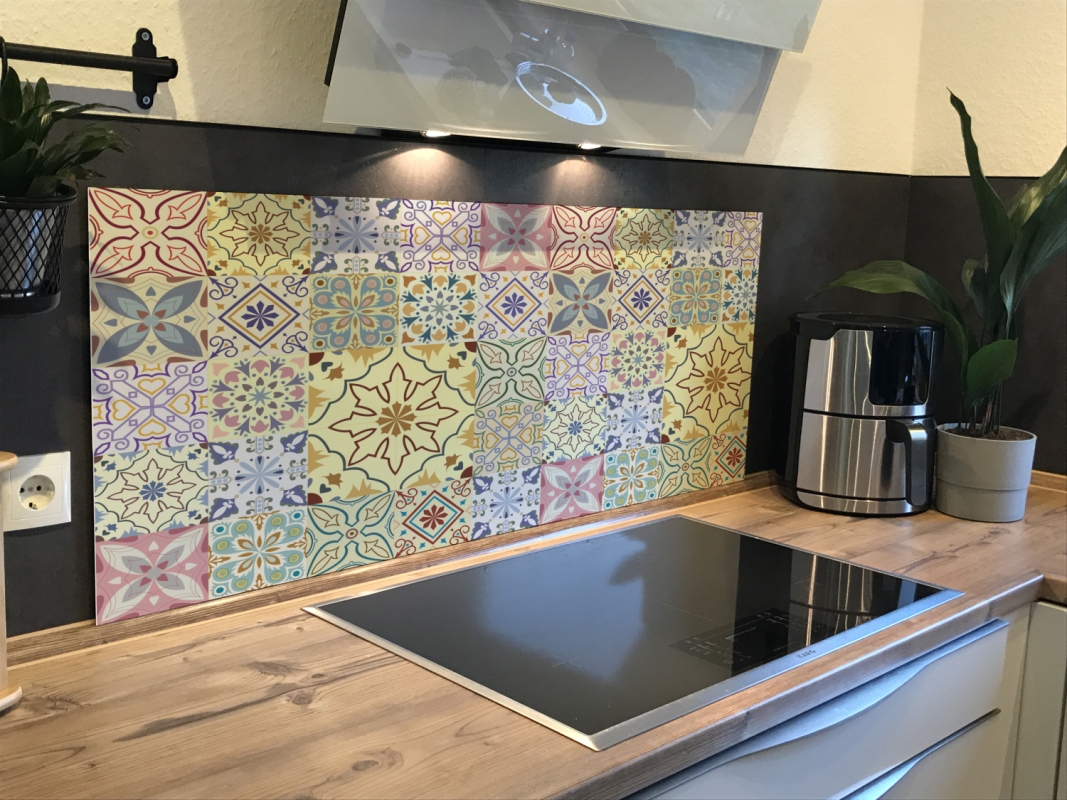 Spritzschutz Küche Hartschaumplatte Dekoratives Patchwork
