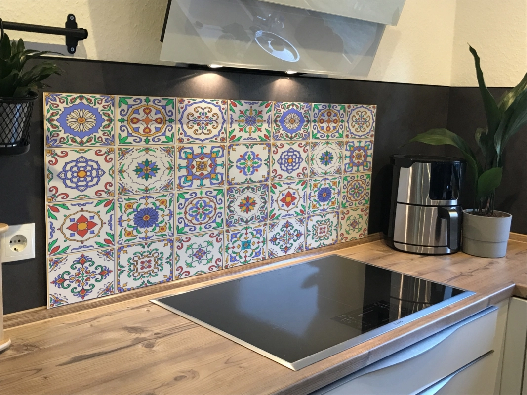 Spritzschutz Küche Acrylglas Bunte Patchwork Kacheln