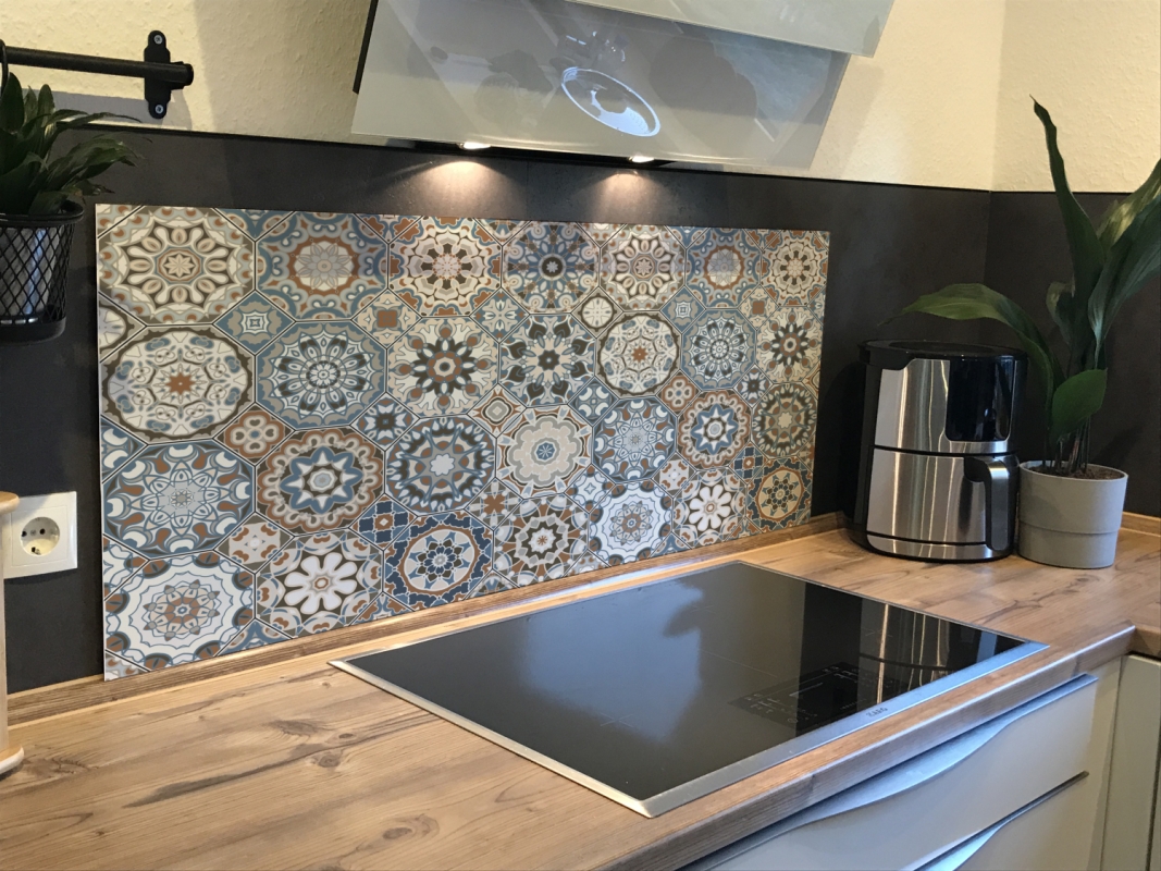 Spritzschutz Küche Hartschaumplatte Arabic Fliesen Patchwork