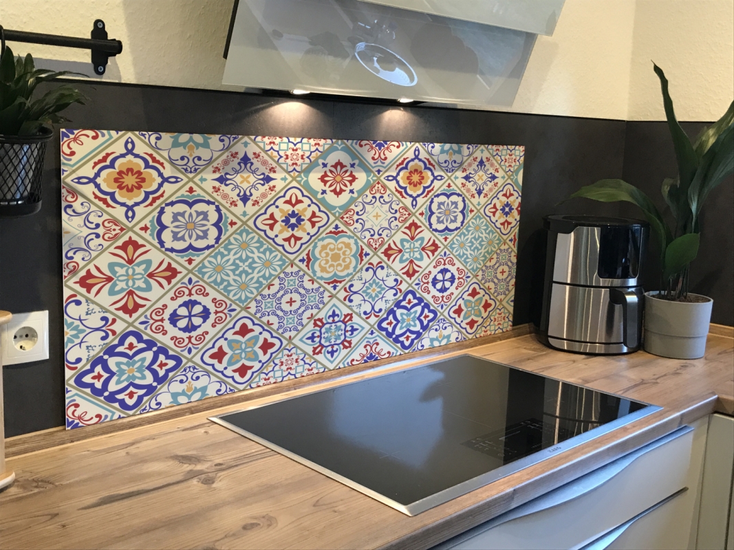 Spritzschutz Küche Hartschaumplatte Osmanische Keramik Patchwork