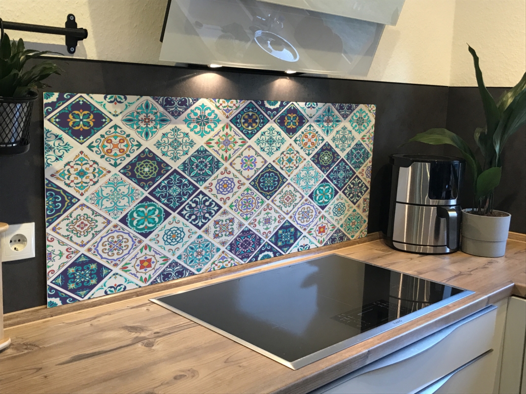 Spritzschutz Küche Hartschaumplatte Spanish Style Patchwork