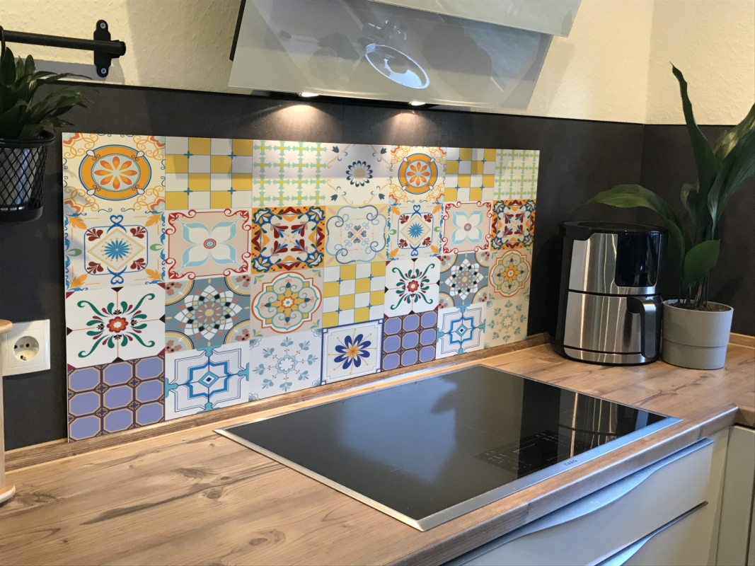 Spritzschutz Küche Hartschaumplatte Patchwork Mix