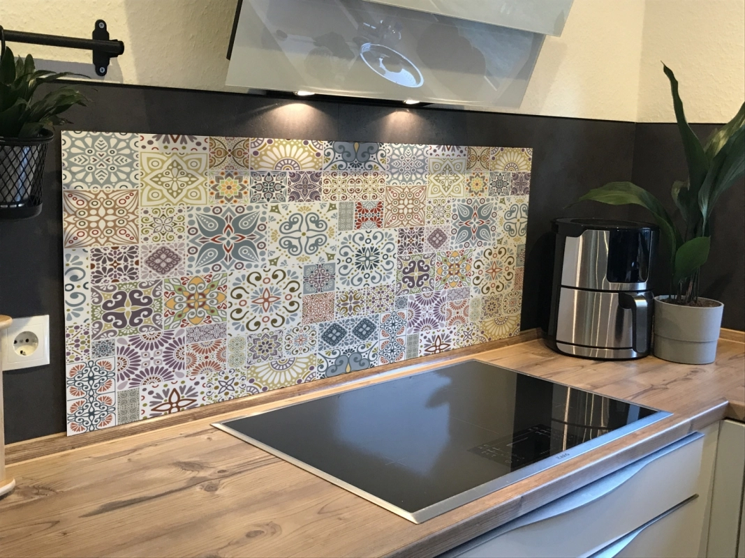 Spritzschutz Küche Aluverbund Tunesische Patchwork Kunst