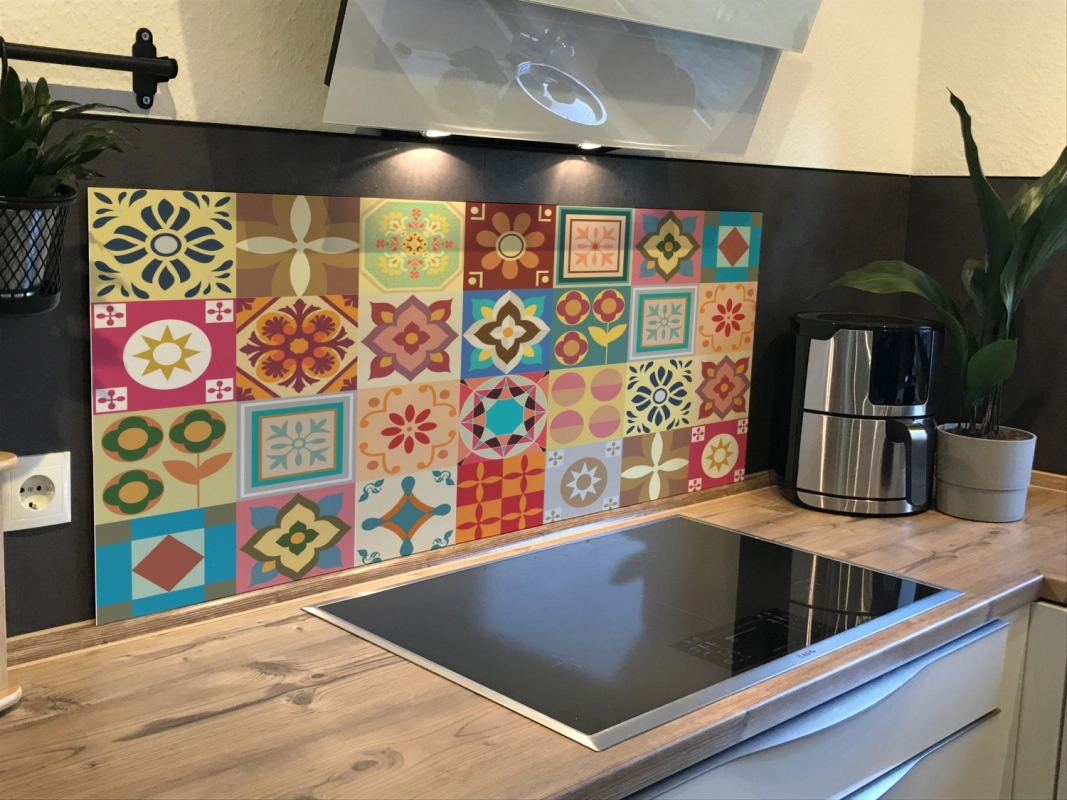 Spritzschutz Küche Aluverbund Retro Patchwork