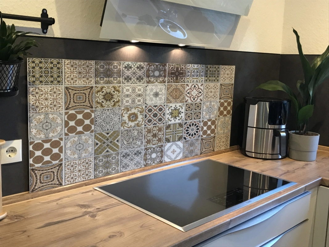 Spritzschutz Küche Acrylglas Historische Patchwork Fliesen