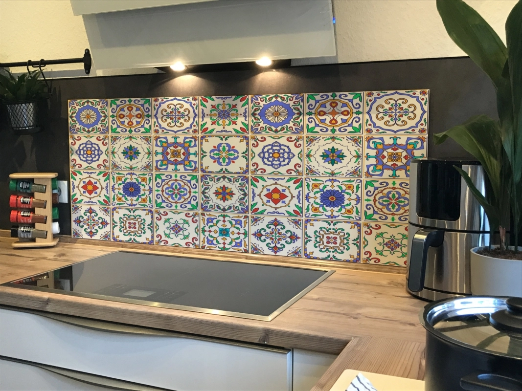 Spritzschutz Küche Acrylglas Bunte Patchwork Kacheln