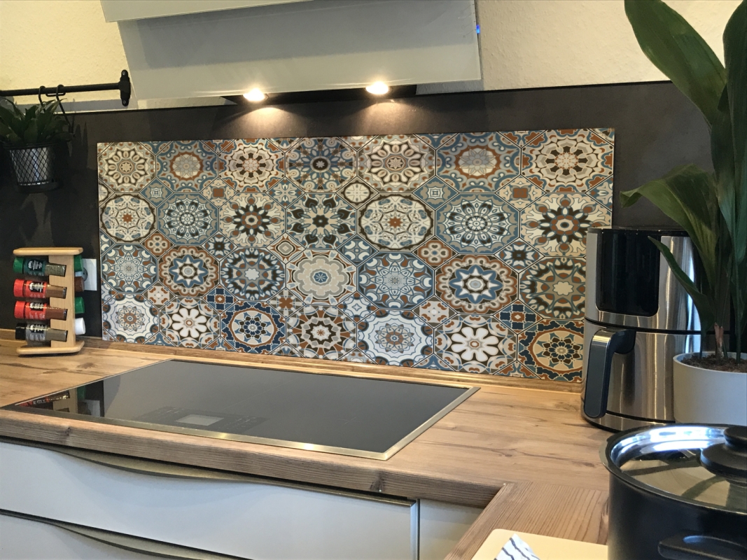Spritzschutz Küche Hartschaumplatte Arabic Fliesen Patchwork
