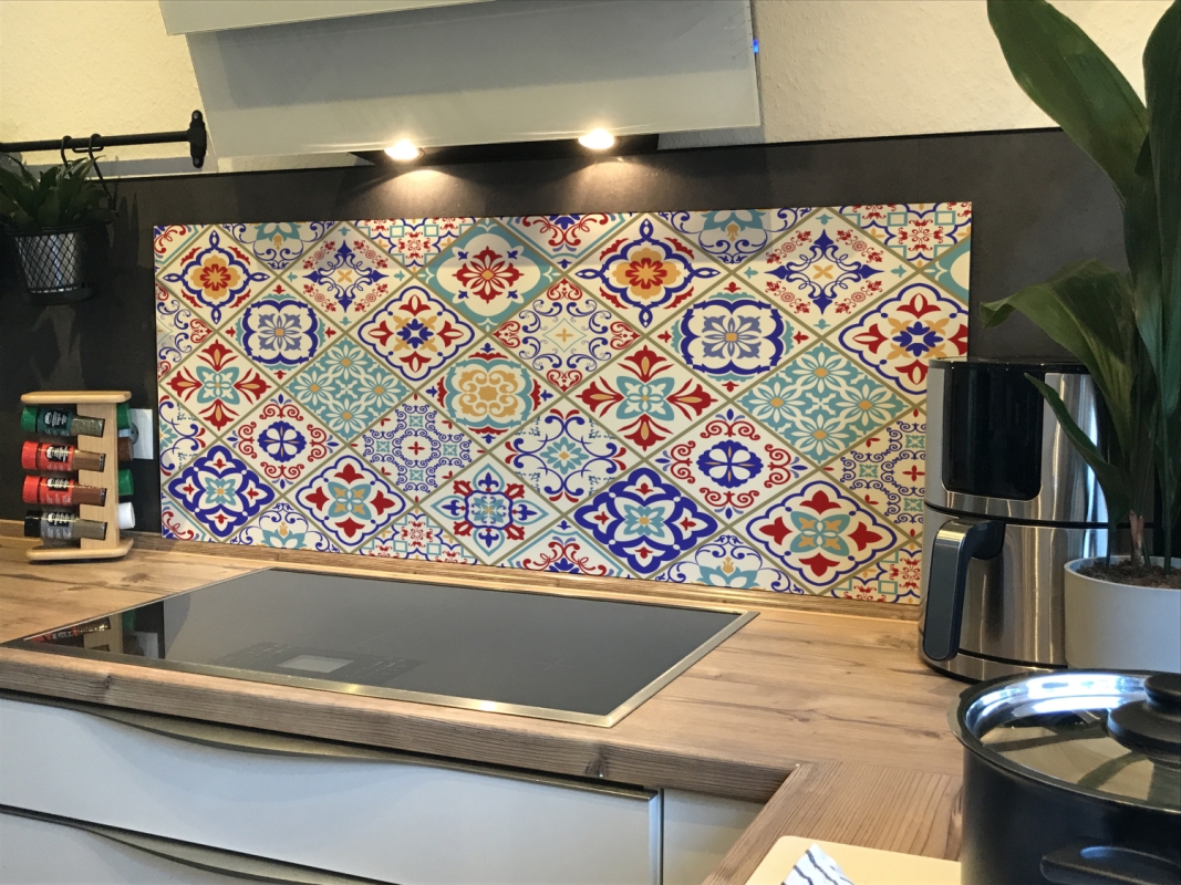 Spritzschutz Küche Hartschaumplatte Osmanische Keramik Patchwork