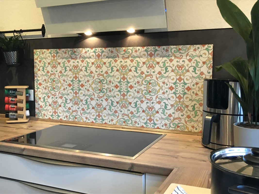 Spritzschutz Küche Hartschaumplatte Blumen Kunst