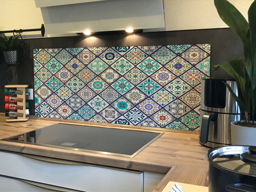 Spritzschutz Küche Hartschaumplatte Multicolor Patchwork