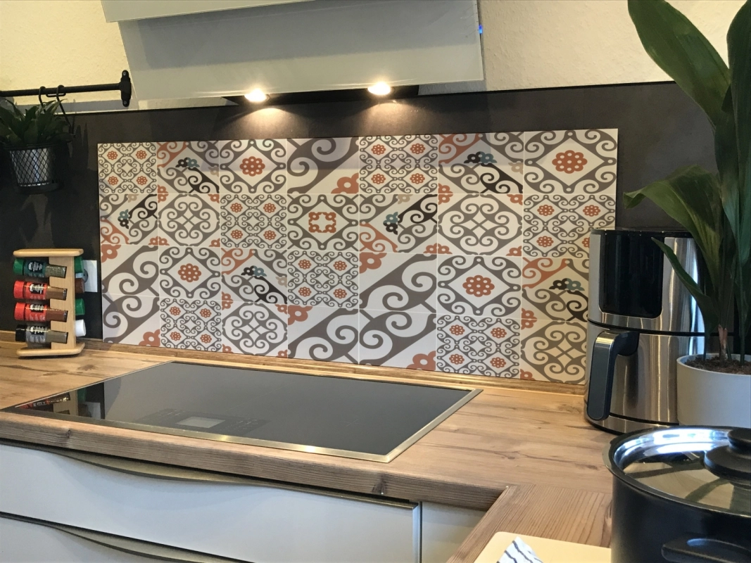Spritzschutz Küche Aluverbund Zementfliesen Patchwork