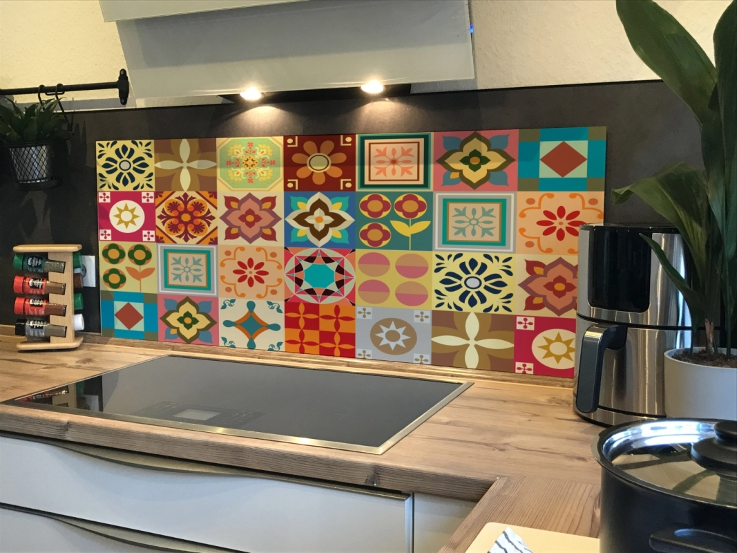 Spritzschutz Küche Aluverbund Retro Patchwork