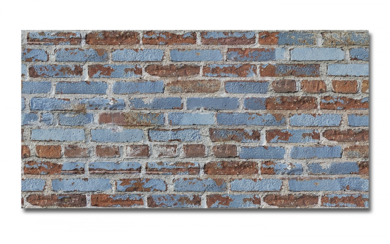 Spritzschutz Küche Acrylglas Blau Bemalte Backsteine