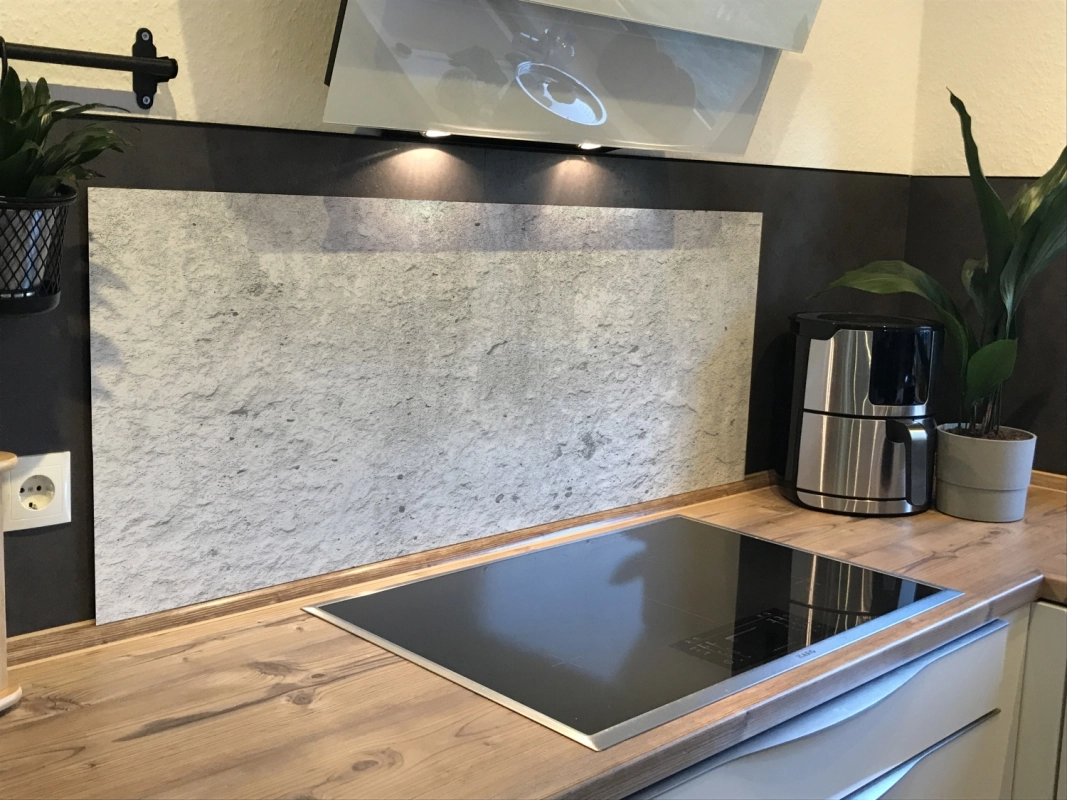 Spritzschutz Küche Acrylglas Kalkstein Wand Optik