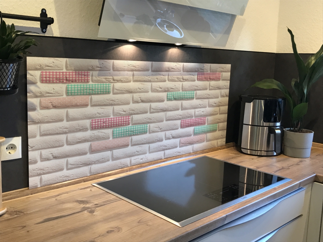 Spritzschutz Küche Hartschaumplatte Shabby Chic Backsteine