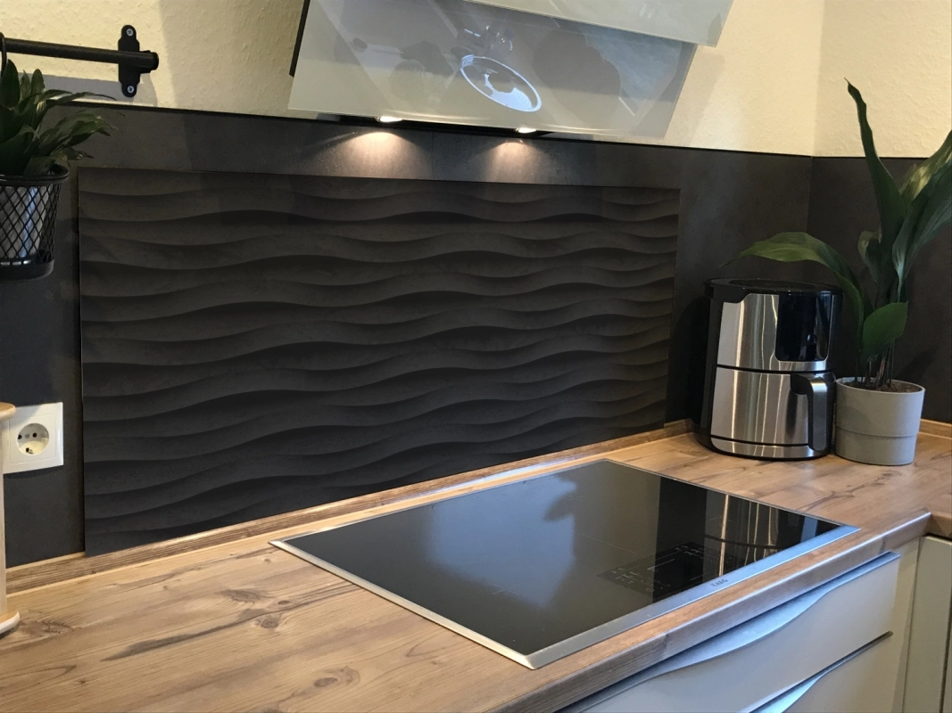 Spritzschutz Küche Acrylglas Marmor Welle Schwarz
