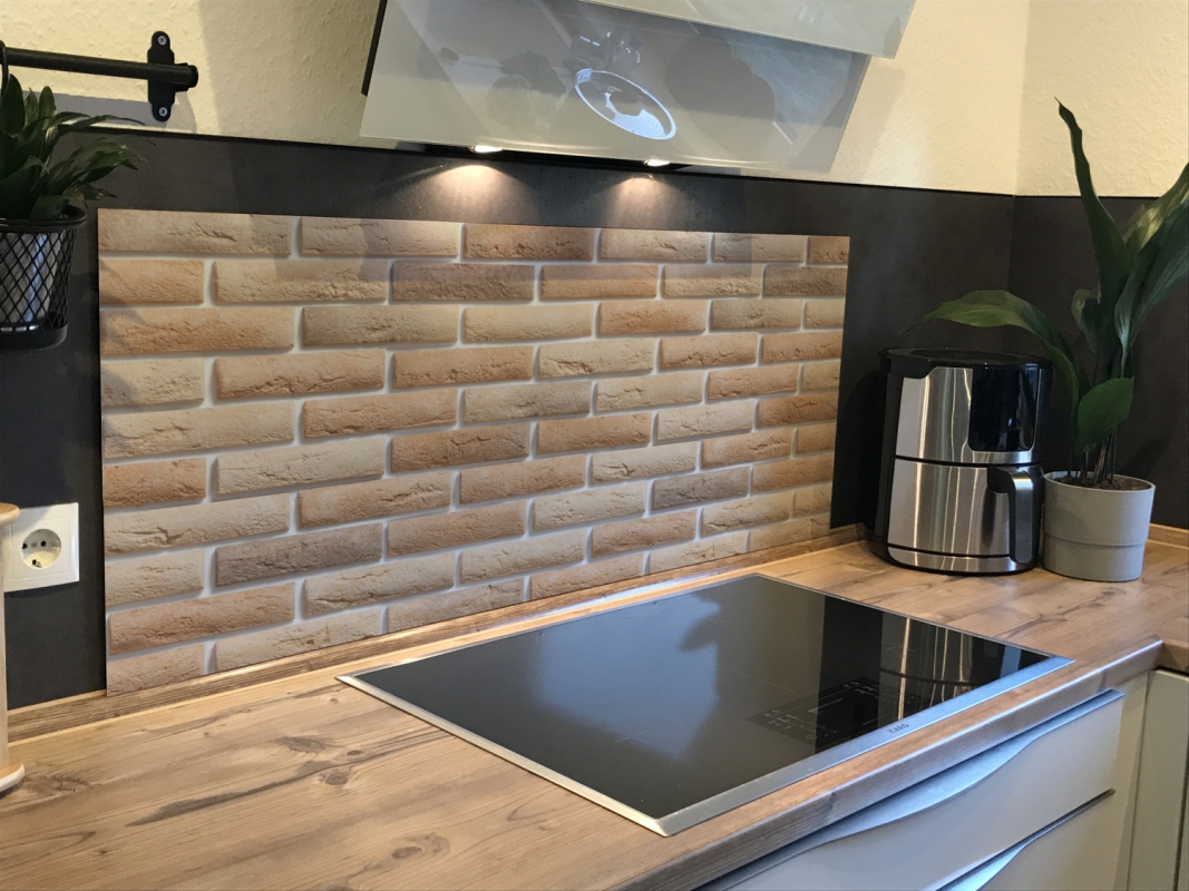 Spritzschutz Küche Acrylglas Klinkersteine